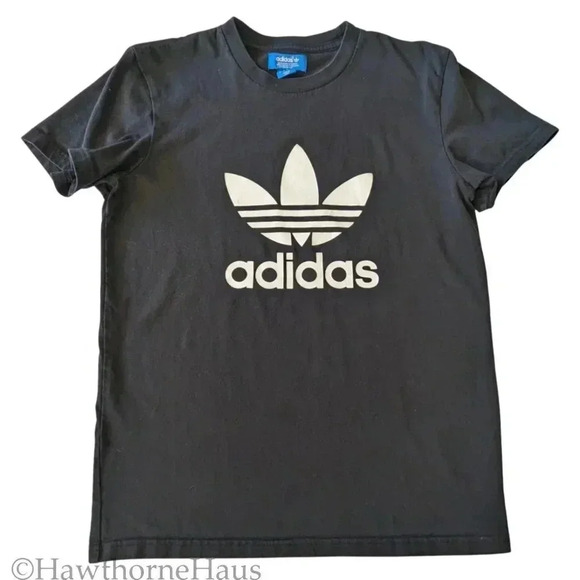 ADIDAS Logo T-Shirt Size S Crewneck Black - Picture 2 of 6